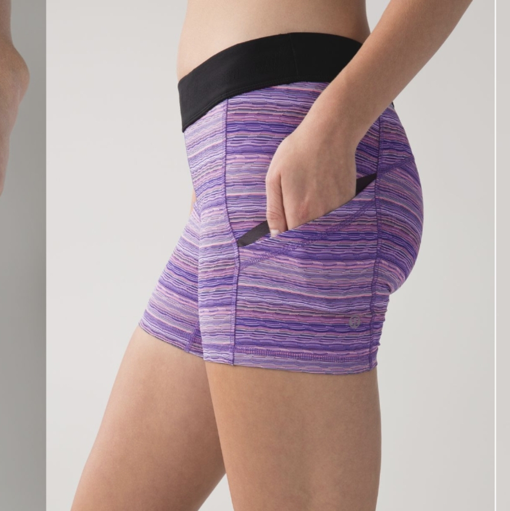 Lululemon What The Sport Short Space Dye Twist Iris Flower Pink Shell